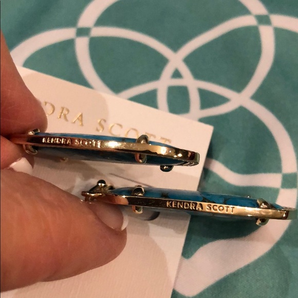 Kendra Scott Elle bronze veined turquoise earrings - Picture 7 of 8